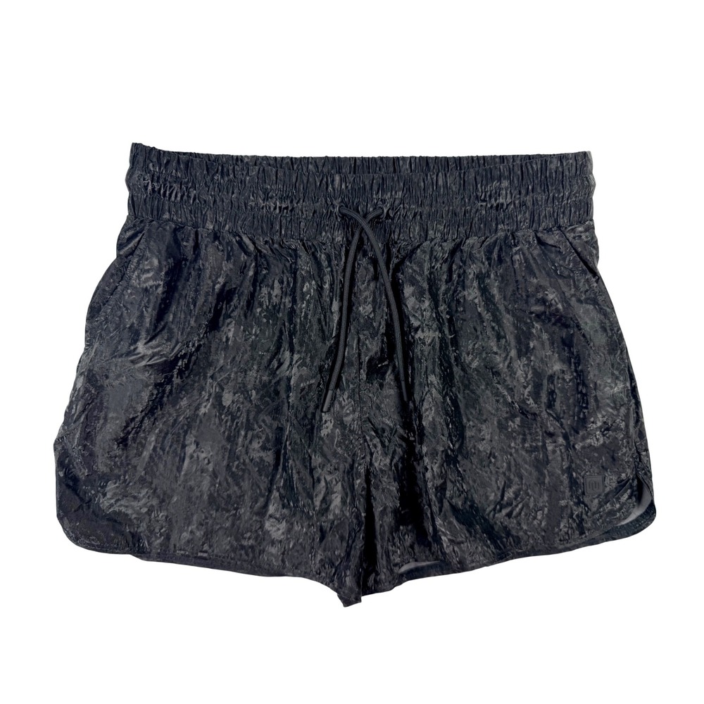 Nuuds Track Shorts Womens XL Black Excellent‎ Crinkled Nylon Elastic Drawstring